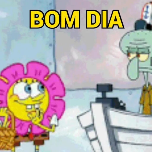 Figurinha: Bob Esponja dando bom dia
