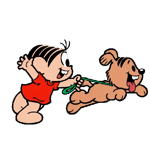 Figurinha: Monica passeando com o Floquinho