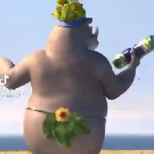Figurinha: Rino na praia