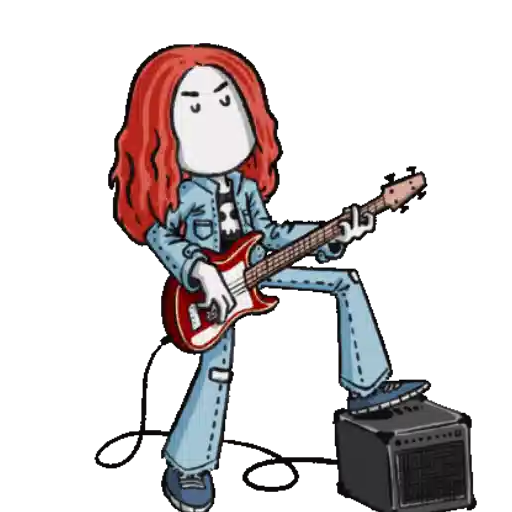 Figurinha: Guitarrista Rock And Roll Animado