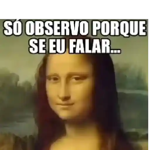 Figurinha: Mona Lisa bebe e observa