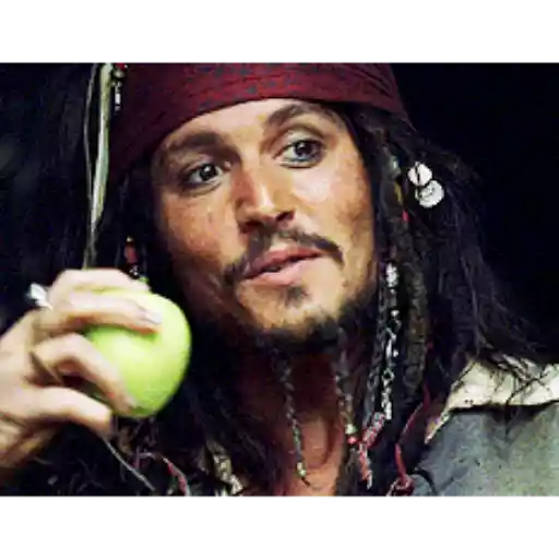 Figurinha: Capitão Jack Sparrow comendo maçã