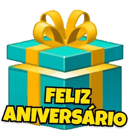 Figurinha: Caixa de Presente com Feliz Aniversário