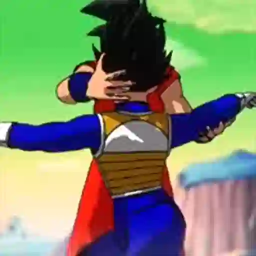 Figurinha: Goku Abraçando Vegeta e Buu Entra