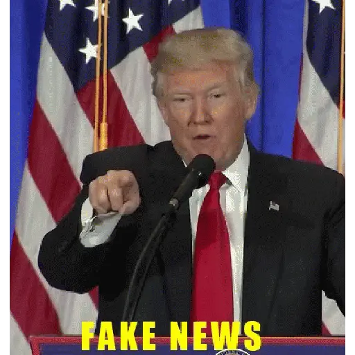 Figurinha: Trump aponta e diz Fake News
