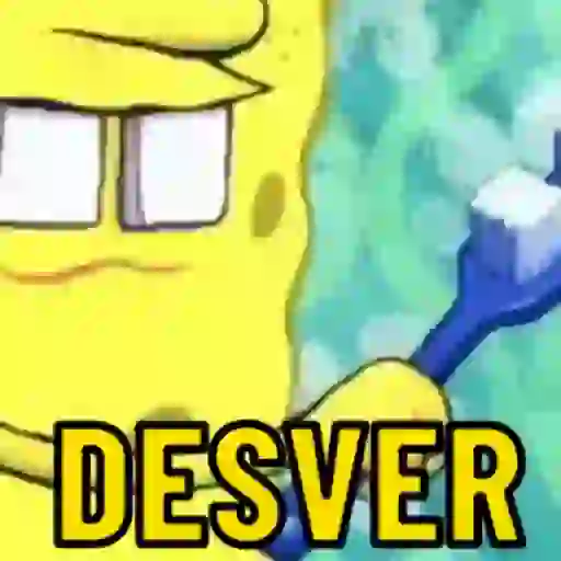 Figurinha: Bob Esponja escovando os dentes