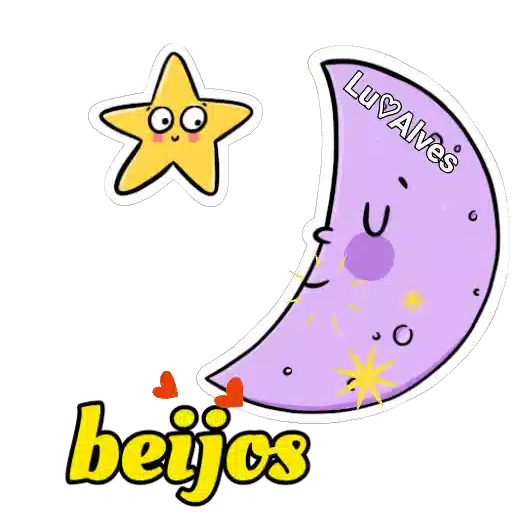 Figurinha: Lua e Estrela mandando beijos