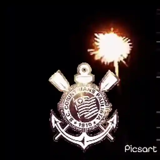 Figurinha: Brasão do Corinthians com Fogos de Artif