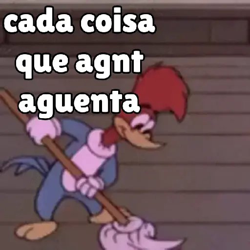 Figurinha: Pica-Pau limpando o chão