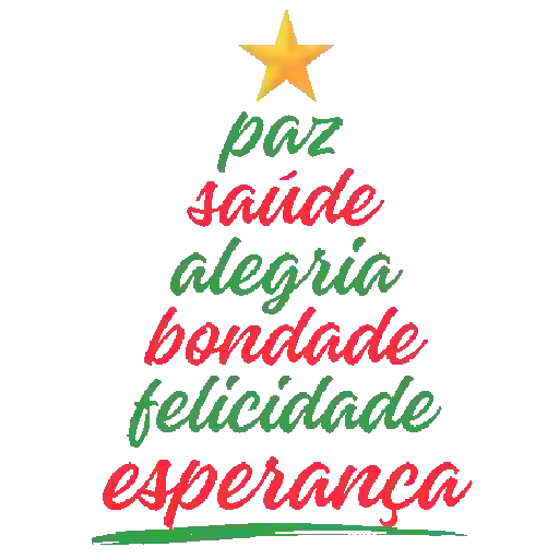 Figurinha: Árvore de Natal com Palavras de Desejo
