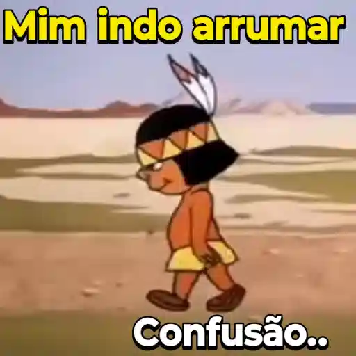 Figurinha: índio indo arrumar confusão