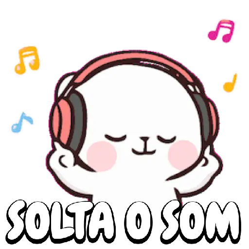 Figurinha: Ursinho com fones ouvindo música