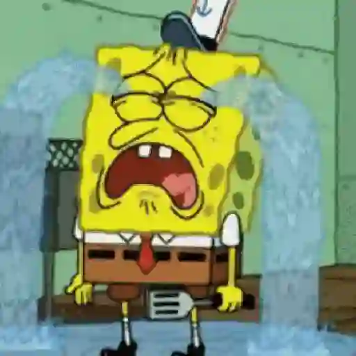 Figurinha: Bob Esponja Chorando e Puxando o Nariz