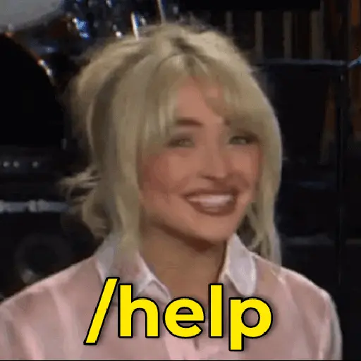 Figurinha: /help Sabrina Carpenter