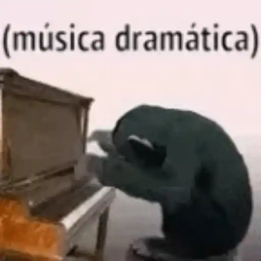 Figurinha: Macaco tocando piano dramaticamente