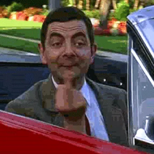 Figurinha: Mr. Bean faz sinal obsceno