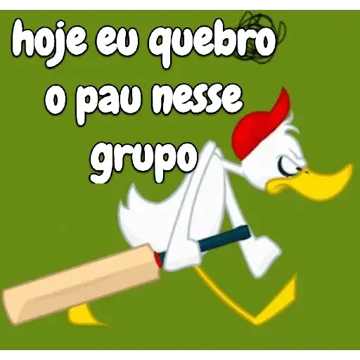 Figurinha: Pato com bastão querendo brigar