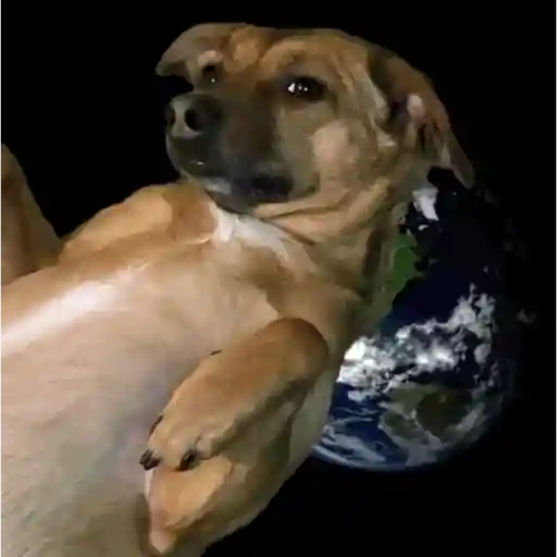 Figurinha: Cachorro Flutuando no Espaço e na Cama