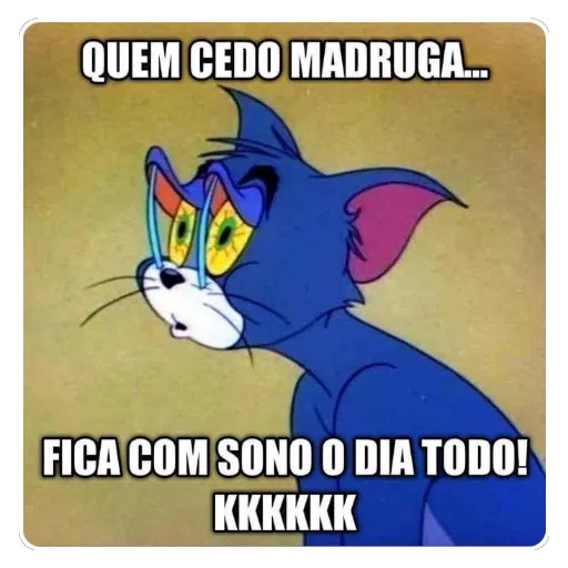 Figurinha: Tom cansado e com sono