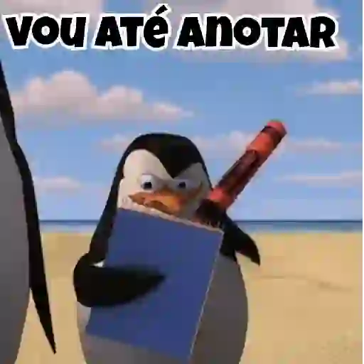 Figurinha: Pinguim escrevendo anotações