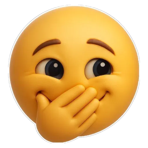 Figurinha: Emoji cobrindo a boca, surpreso