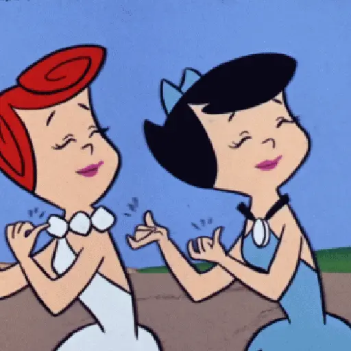 Figurinha: Wilma e Betty dançando juntas