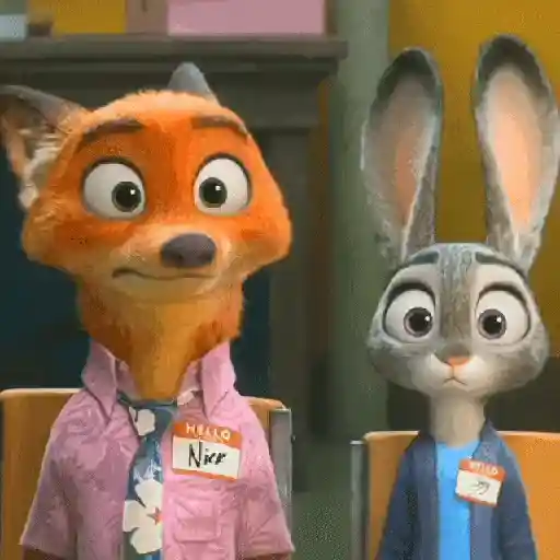 Figurinha: Nick e Judy mudando a expressão