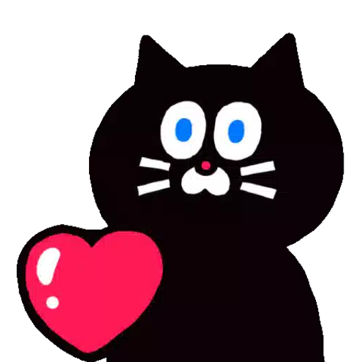 Figurinha: Gato Preto Apaixonado com Coração