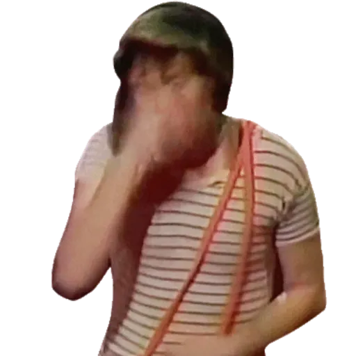 Figurinha: Chaves confuso com a mão no rosto