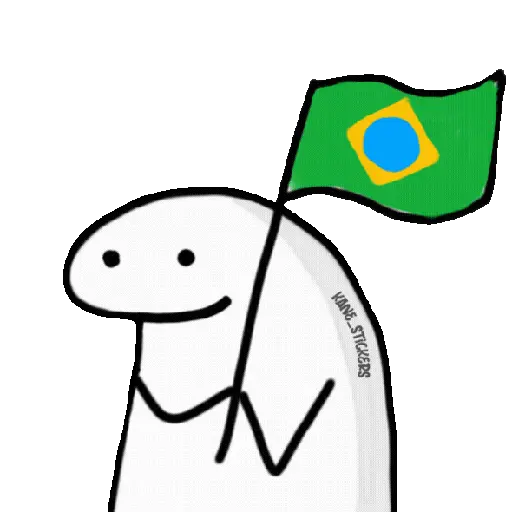 Figurinha: Personagem acena com bandeira do Brasil