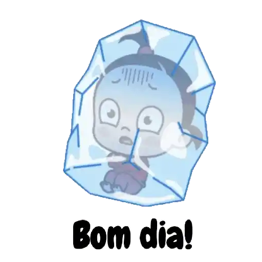 Figurinha: Menina congelada diz Bom Dia!