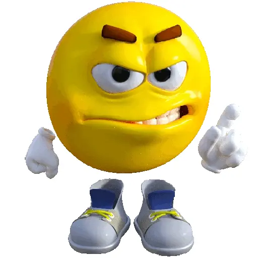 Figurinha: Emoji bravo cutucando o dedo