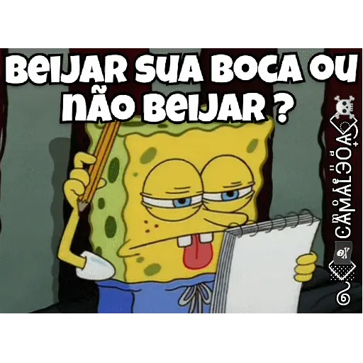 Figurinha: Bob Esponja pensativo