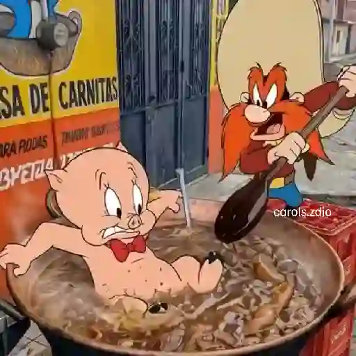 Figurinha: Porco e Lobo em Caçarola