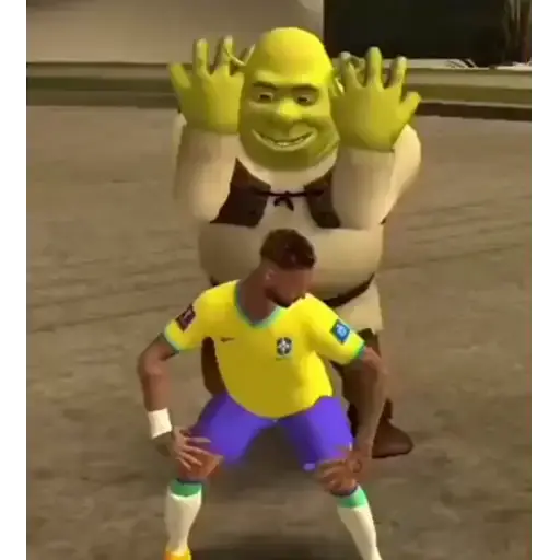 Figurinha: Neymar e Shrek dançando