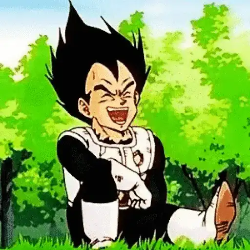 Figurinha: Vegeta rindo e dançando