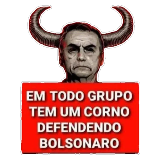 Figurinha: Diabo com chifres defendendo Bolsonaro