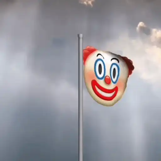 Figurinha: Palhaço acenando na bandeira