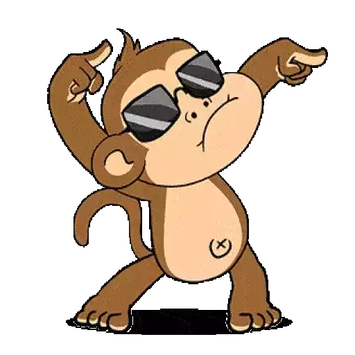 Figurinha: Macaco de óculos dançando