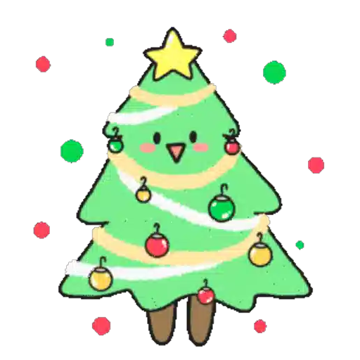 Figurinha: Árvore de Natal Animada com Bolinhas