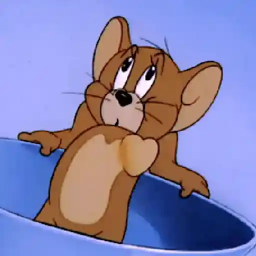 Figurinha: Jerry acena de dentro de um pote