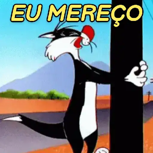 Figurinha: Gato Sylvester Abraçando Poste