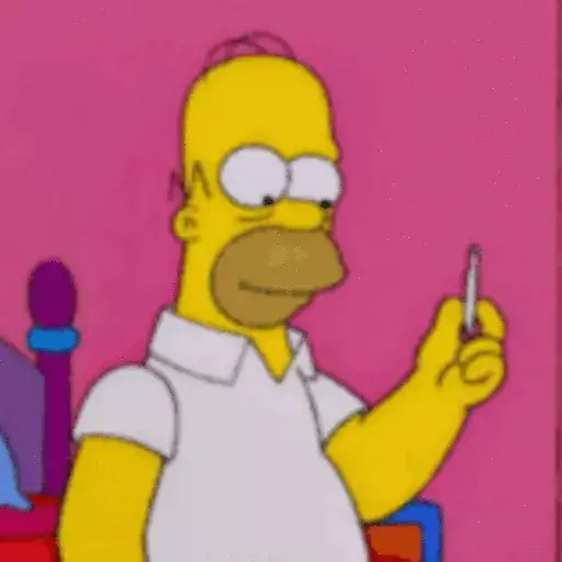 Figurinha: Homer acende cigarro e tem alucinações