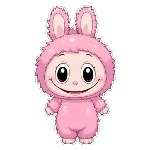 Figurinha: Coelhinho Rosa Fofinho Acenando