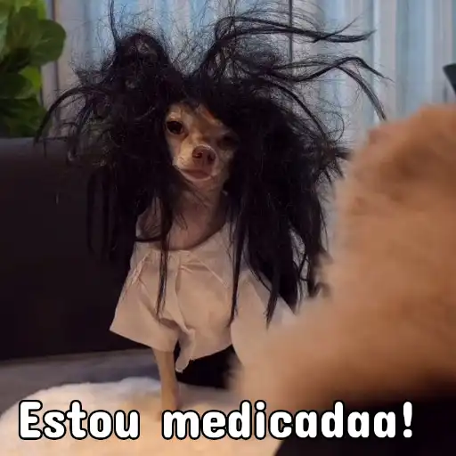 Figurinha: Cachorro fantasiado de fantasma