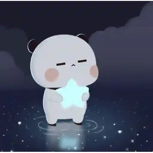 Figurinha: Ursinha Panda Segurando Estrela