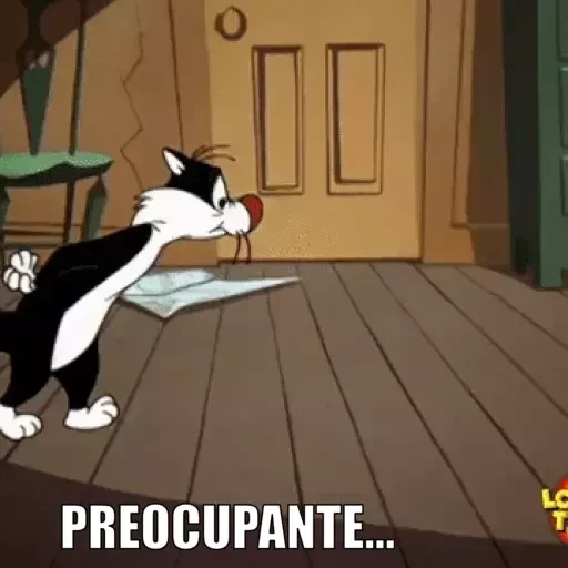 Figurinha: Gato preocupado na porta