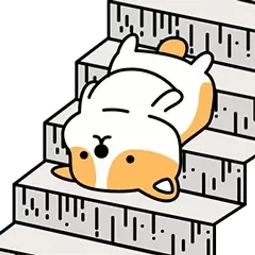 Figurinha: Corgi rolamento na escada