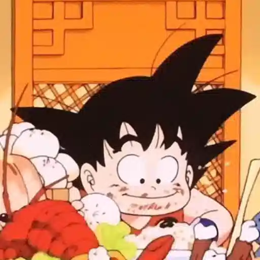 Figurinha: Goku comendo muito