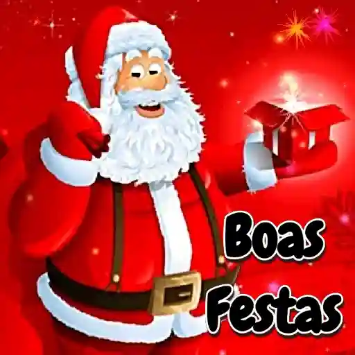 Figurinha: Papai Noel com presente Boas Festas
